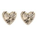 9ct Yellow Gold Patterned Heart Stud Earrings