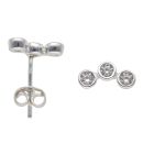 Silver Cubic Zirconia Three Stone Stud Earrings By Icesia