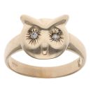 9ct Yellow Gold 0.05ct Diamond Owl Ring