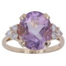 9ct Yellow Gold Cubic Zirconia and Amethyst Solitaire Ring