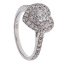 18ct White Gold 1.00ct Brilliant and Heart Cut Diamond Heart Cluster Ring