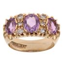 9ct Yellow Gold Amethyst and Cubic Zirconia Fancy Ring