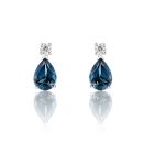 9ct White Gold London Blue Topaz Pear Pendant with 0.14ct Natural Diamond Accent