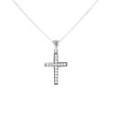 Silver Cubic Zirconia Cross Pendant And Chain 18" By Icesia