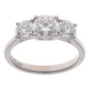14ct White Gold 2.00ct Brilliant Cut Lab Grown Diamond Trilogy Ring