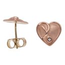 9ct Yellow and Rose Gold 0.02ct Brilliant Cut Diamond Heart Clogau Earrings