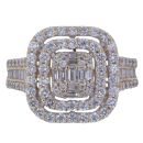 18ct Yellow Gold 1.50ct Brilliant and Baguette Cut Diamond Cluster Ring