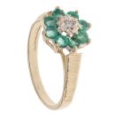 9ct Yellow Gold 0.02ct Diamond And Emerald Cluster Ring