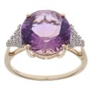 9ct Yellow Gold Cubic Zirconia and Amethyst Fancy Ring