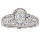 18ct White Gold 1.05ct Brilliant, Oval and Baguette Cut Diamond Cluster Ring