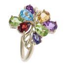 9ct Yellow Gold Multi Gemstone and Garnet Fancy Cluster Ring