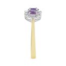 9ct Yellow Gold Amethyst With Diamond Three Stone Ring