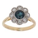 18ct Yellow Gold 0.25ct Brilliant Cut Diamond And Sapphire Cluster Ring