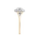 9ct Yellow Gold 0.50ct Emerald Cut Lab Grown Diamond Double Halo Ring