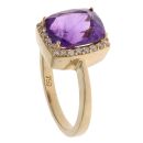 18ct Yellow Gold 0.25ct Brilliant Cut Diamond and Amethyst Cluster Ring
