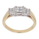 18ct Yellow Gold 0.33ct Princess Cut Diamond Cluster Ring