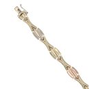 9ct Yellow White and Rose Gold Fancy Bracelet 7"