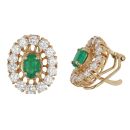 18ct Yellow Gold Cubic Zirconia and Emerald Cluster Earrings