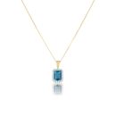 9ct Yellow Gold Swiss Blue Topaz And 0.10ct Natural Diamond Halo Pendant