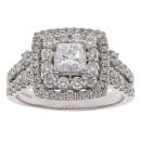 14ct White Gold 1.50ct Brilliant And Cushion Cut Diamond Cluster Ring