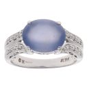14ct White Gold 0.05ct Diamond And Blue Chalcedony Ring
