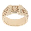 9ct Yellow Gold Patterned Double Buckle Ring