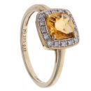 9ct Yellow Gold 0.12ct Brilliant Cut Diamond and Citrine Cluster Ring