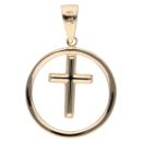 14ct Yellow And White Gold Cross Pendant