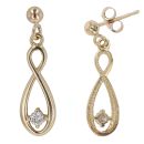 9ct Yellow Gold 0.15ct Diamond Infinity Drop Earrings
