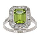 Platinum 2.15ct Peridot and 0.50ct Diamond Cluster Ring
