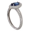 18ct White Gold 1.26ct Brilliant Cut Diamond and Sapphire Cluster Ring