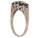 9ct Yellow Gold 0.05ct Diamond and Sapphire Triple Cluster Ring