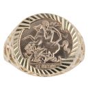 9ct Yellow Gold Patterned St George Ring