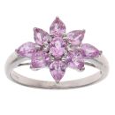9ct White Gold Pink Sapphire Cluster Ring