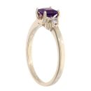 9ct Yellow Gold Created Amethyst And Diamond Ring