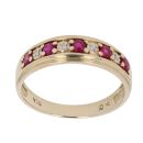9ct Yellow Gold 0.05ct Brilliant Cut Diamond and Ruby Half Eternity Ring