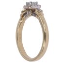 18ct Yellow Gold 0.35ct Cushion and Brilliant Cut Diamond Cluster Ring