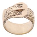 9ct Yellow Gold Patterned Buckle Ring