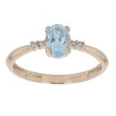 9ct Yellow Gold 0.04ct Diamond And Created Topaz Single Stone Ring