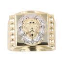 14ct Yellow And White Gold Lion Signet Ring