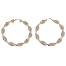 14ct Yellow And White Gold Greek Key Twist Hoop Earrings