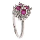 9ct White Gold 0.47ct Brilliant Cut Diamond And Ruby Cluster Ring