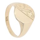 9ct Yellow Gold Half Patterned Signet Ring
