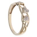 9ct Yellow Gold 0.05ct Brilliant Cut Diamond Hearts Fancy Ring