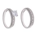 Silver Cubic Zirconia Set Of Two Fancy and Single Stone Ring By Icesia