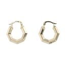 9ct Yellow Gold Hexagonal Creole Earrings