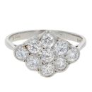 Platinum 0.90cts Diamond Marquise Cluster Ring