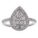 18ct White Gold 1.00ct Brilliant and Baguette Cut Cluster Ring