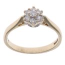 9ct Yellow Gold 0.25ct Brilliant Cut Diamond Cluster Ring