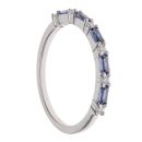 Silver Cubic Zirconia and Blue Gemstone Half Eternity Ring By Icesia